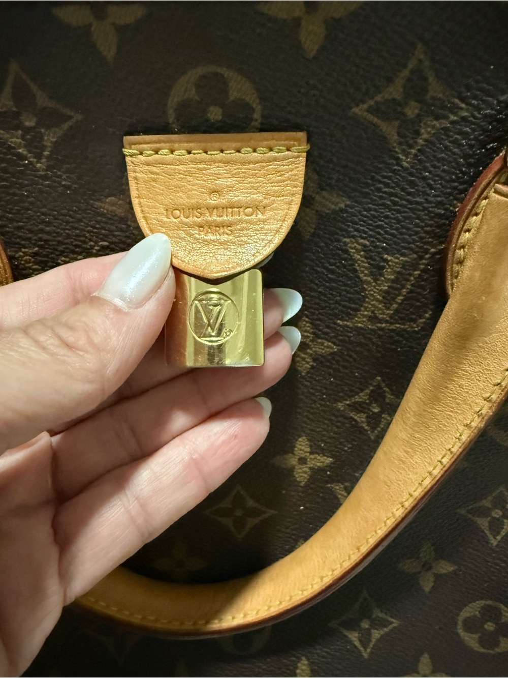 Louis Vuitton Monogram Canvas Brown & Tan Leather Brass-Accent Tote